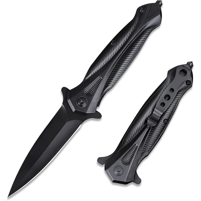 Чорний складаний ніж, кишеньковий ніж з кліпсою, одноручний ніж, туристичний ніж, EDC ніж, подарунок для чоловіків