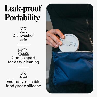 Складана дорожня кружка STOJO з трубочкою, 470 мл, багаторазова, для гарячих і холодних напоїв, ідеально підходить для кемпінгу та походів, можна використовувати в мікрохвильовій печі та мити в посудомийній машині, бузковий колір, 16 унцій (упаковка з 1)