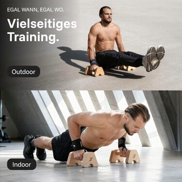 Дерев&39яні ручки для віджимання BMOTION преміум-класу, стійкі та нековзні паралелети для калістеніки, ручки для віджимання або стійки на руках, перекладина для віджимання для використання в приміщенні та на вулиці, включаючи ремінь для транспортування