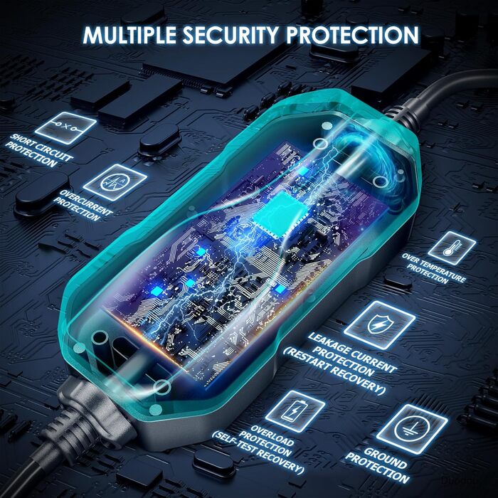 Зарядний пристрій для електромобілів 7,5М зарядний кабель типу 2 Schuko з цифровим дисплеєм Керований 6/8/10/13/16 А, 220-240 В, 3