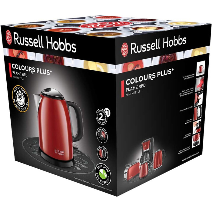 Чайник Russell Hobbs малий 1,0 л Кольори Нержавіюча сталь Червоний (2400 Вт, функція приготування під тиском, знімний фільтр від накипу, зовнішній індикатор рівня води, маленький туристичний чайник) Чайник 24992-70