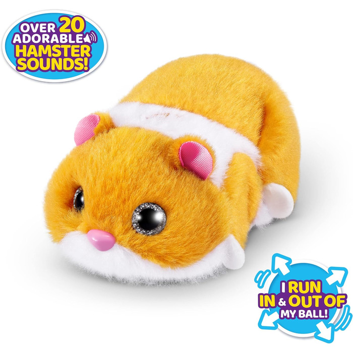 Від ZURU, Orange Hamster, Pet Nurture, Soft Toy, Real Alive, 20 Sounds Interactive, Electronic Pet, (Orange)