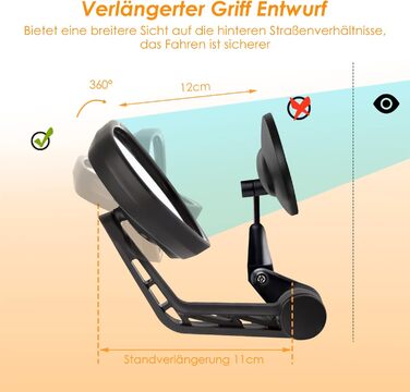 Дзеркала Arkham для велосипеда (2 шт.), дзеркала заднього виду HD Auto-Grade для керма, овальні дзеркала заднього виду, регульовані під різними кутами, універсальні дзеркала заднього виду для електровелосипедів, овальні, 2 шт.