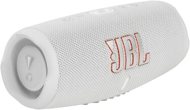 Колонка JBL Charge 5 білого кольору - Водонепроникний портативний бумбокс з інтегрованим банком живлення - Один заряд акумулятора