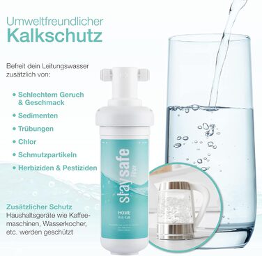 Набір фільтрів для води staysafe ANTIKALK, включаючи безкоштовні аксесуари Гранулят захисту від вапняного нальоту виробництва Німеччини Фільтр для води під раковиною проти забруднюючих речовин у водопровідній воді Швидко встановлюється фільтр для води від