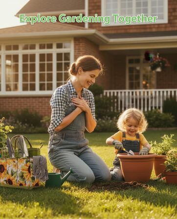 Набір садових інструментів MOSFiATA Gartenwerkzeug 12 предметів, міцна нержавіюча сталь, дерев'яні ручки з антиковзким покриттям та водонепроникна сумка для транспортування