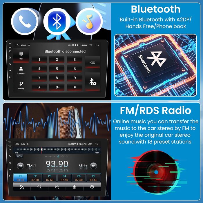 Автомобільна стереосистема 2G64G Android 2 Din для Peugeot 508 2011-2018 з бездротовим Apple Carplay Android Car Navi GPS WiFi 9-дюймова автомобільна стереосистема з дзеркальним зв'язком Bluetooth FM/RDS DAB/OBD/DVR/HiFi/SWC камера заднього виду