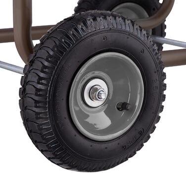 Садовий візок для шланга Relaxdays, до 60 м шланга, 4 пневматичні колеса, швидке з'єднання, металева бочка для шланга, коричневий