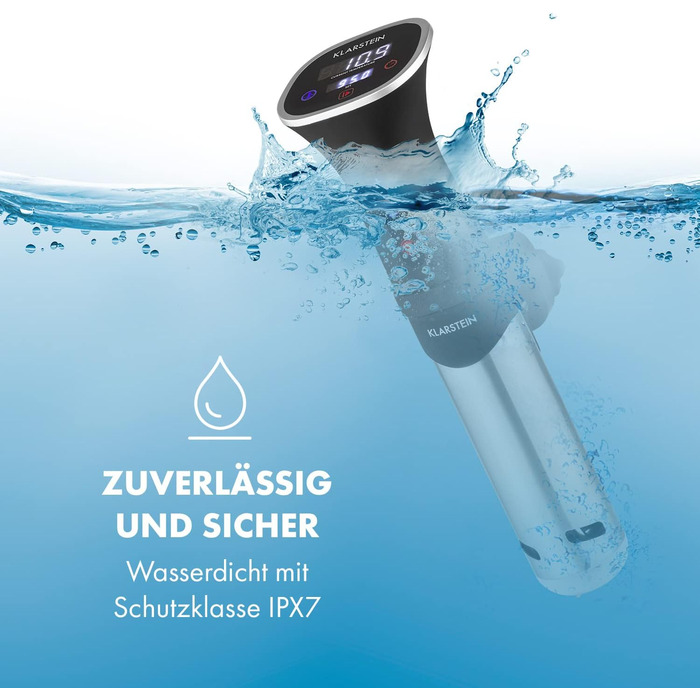 Плита Klarstein Sous Vide, ефективна паличка Sous Vide, плита Sous Vide, 1200 Вт, 20-95C, таймер, керування програмою, сенсорний дисплей, 3D-циркуляція, 10-15 літрів, нержавіюча сталь, чорний