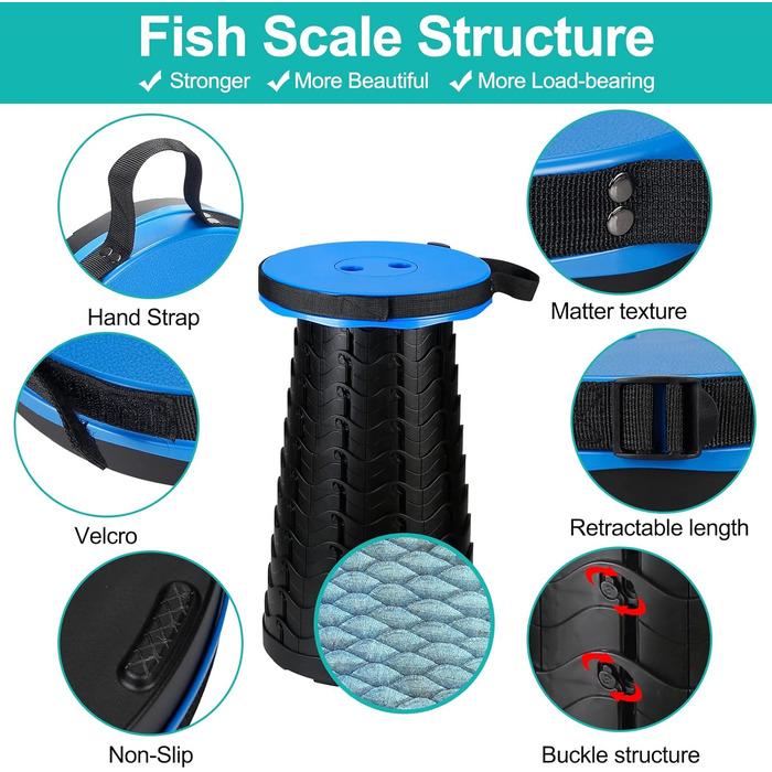 Портативний складаний стілець Auspicious - регульований по висоті та складний, легкий кемпінговий стілець для використання в приміщенні та на вулиці, ідеально підходить для кемпінгу, саду, кухні, походів, риболовлі, барбекю, вантажопідйомність 397 фунтів 