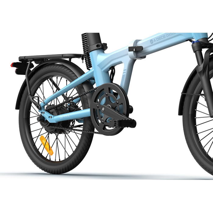 Складаний електровелосипед, ремінний привід, міський велосипед, автоматична 3-швидкісна внутрішня втулка, задній двигун, електровелосипед для жінок/чоловіків, схвалено німецькими правилами дорожнього руху (StVZO), синій, 20Ultra