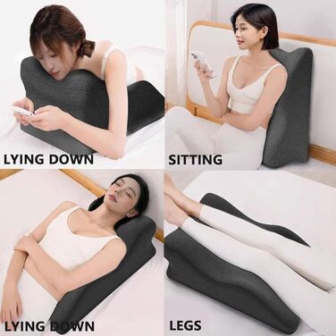 Підтримуюча подушка для ніг з пінопласту клин для підняття щиколотки та коліна, подушка для ніг, подушка для вен стопи, комфортний відпочинок, ергономічна піна, покращений кровообіг, подушка для ніг з подушкою для зняття напруги, темно-сірий колір.