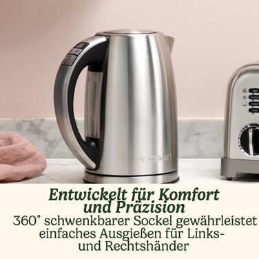 Чайник Cuisinart Multi-Temp 1,7 л | Рожевий | Швидке кип’ятіння 3000 Вт | Регульована температура 85–100°C | Бездротова база 360° | Нержавіюча сталь
