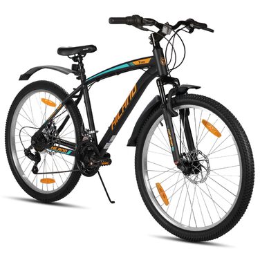 Гірський велосипед Hiland 26/27,5 дюймів, 18 швидкостей, чоловічий та жіночий, гірський велосипед з подвійними дисковими гальмами, 26-дюймовий гірський велосипед для дорослих з амортизаційною вилкою, гірський велосипед для чоловіків та жінок, помаранчевий