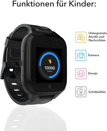 Водонепроникний дитячий годинник-телефон - 4G, дзвінки, повідомлення, шкільний режим, функція SOS, GPS, камера та крокомір - 2 роки гарантії (ЧОРНИЙ) BLACK XGO 3, 3 -