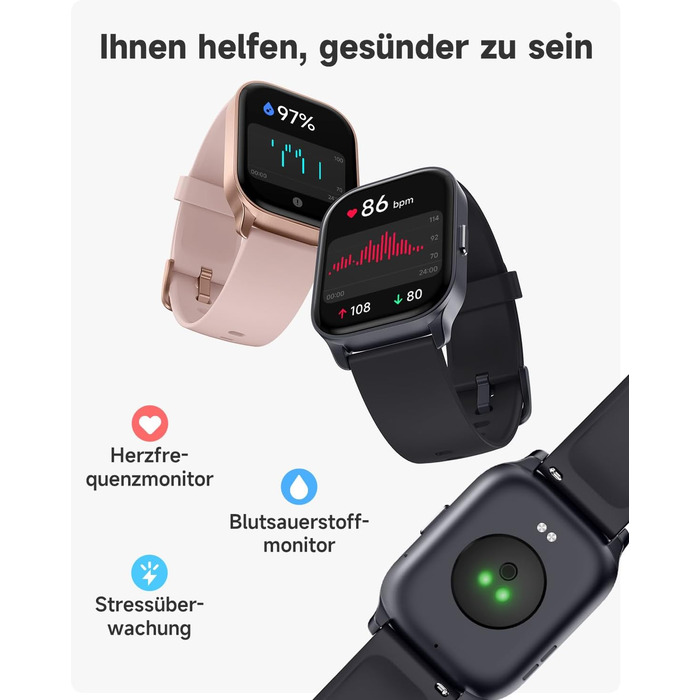 Розумний годинник TOOBUR з функцією телефону, сумісний з Alexa, фітнес-годинник зі 100 видами спорту, серцевий ритм, сон, фітнес-трекер для чоловіків та жінок, водонепроникний IP68, сумісний з Android та iOS, темно-чорний