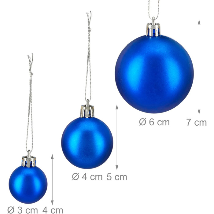 Сині пластикові різдвяні кульки набір із 100 шт Relaxdays