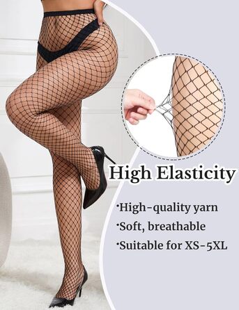 Колготки сітчасті comeondear, великі розміри, чорні, L-XXL