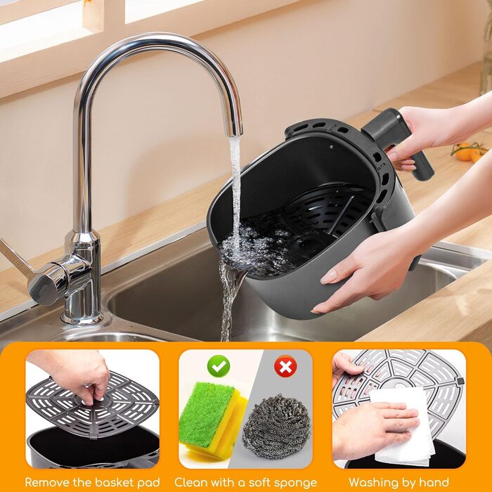 Аерофритюрниця Aigostar Hayden X 4 л, 9 програм аерофритюрниці 1500 Вт, світлодіодний сенсорний екран, таймер на 60 хвилин, інтелектуальне попереднє нагрівання, функція попереднього нагрівання та нагадування про струс, безмасляна фритюрниця, без бісфенолу