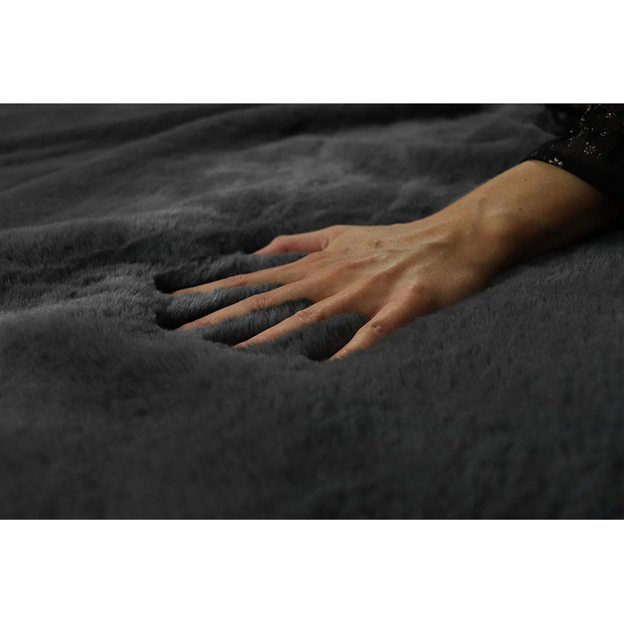 Плед для вітальні, штучне хутро, Rabbit Deluxe, 150x200 см, 750 г/м, плед зі штучного хутра (сірий), сірий, 150 x 200 см