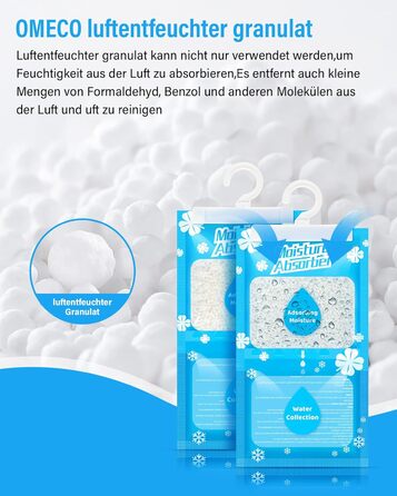 Х 230 г підвісний осушувач повітря, пакети для шафи, одноразові гранули для сушіння, підходить для поглинання вологи для дому, пральні, запахи, без запаху, 20 упаковок по 230 г, 20 шт., 20