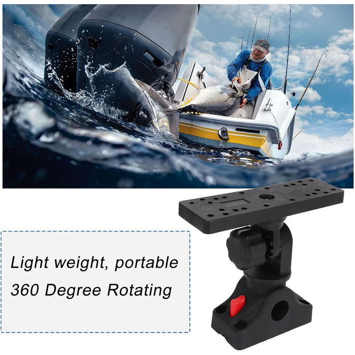 Кронштейн ехолота, обертання на 360 градусів, універсальна монтажна пластина, кронштейн ехолота морської електроніки для човнів, байдарок, електроніки GPS, ехолота та глибиноміра (чорний)