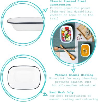 Тарілки для тортів та інших страв Argon Tableware з білої емалі - 20 см - темно-сині - упаковка з 2 шт.