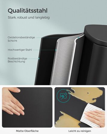 Відро для сміття для кухні, 50 л, для сміття, педальний, з кришкою, плавне закриття, ножна педаль, сталь, внутрішній контейнер, чо