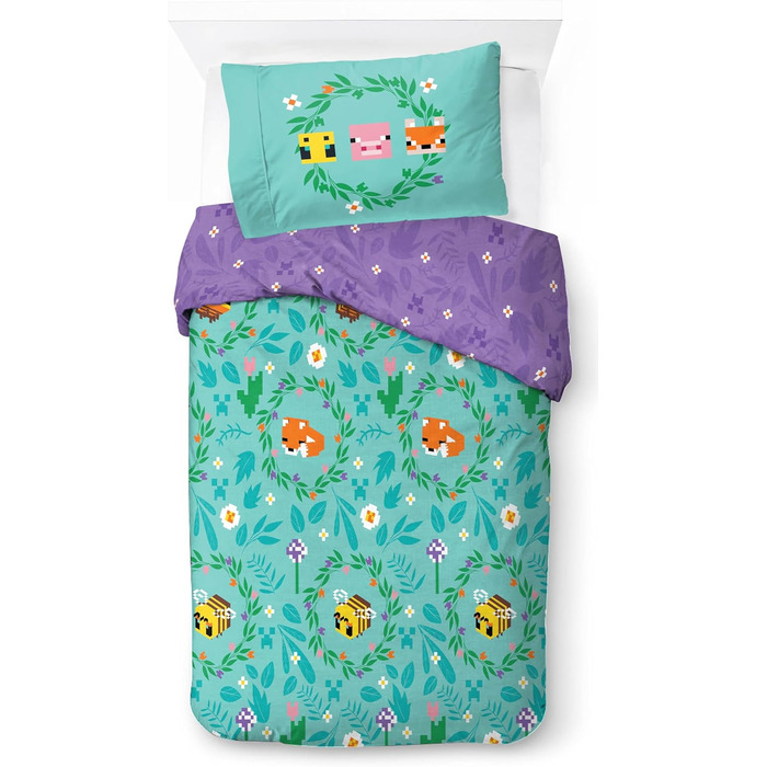 Постільна білизна Jay Franco Minecraft з квітковим візерунком - односпальний комплект постільної білизни з наволочкою 50 x 70 см б