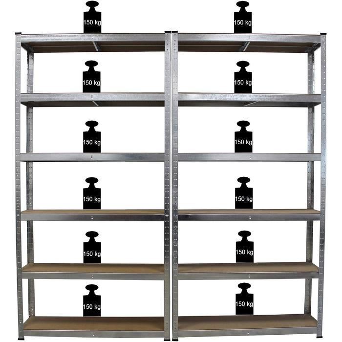 Посилений стелаж, Безболтовий стелаж, 200x100x30 см, Архівний стелаж, Посилений стелаж, Стелаж для зберігання, Стелаж для підвалу, Металевий стелаж, Стелаж для гаража, Стелаж для документів, 2 шт.