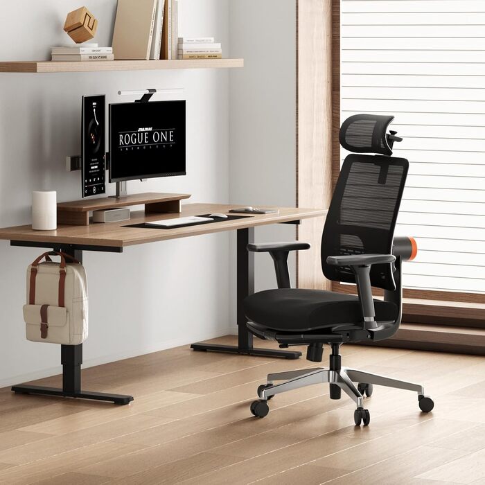 Ергономічне офісне крісло Newtral MAGICH-PRO з підставкою для ніг, ергономічне робоче крісло з динамічним підголівником та поперековою опорою, ергономічне офісне крісло 150 кг (MAGICH PRO з підставкою для ніг, чорний) Чорний MAGICH PRO з підставкою для ні