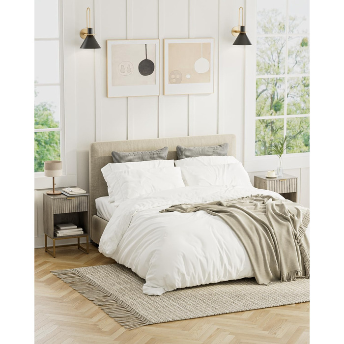 Тумбочка з шухлядою, бічний столик шириною 40 см з великим відділенням, сучасна тумбочка для спальні, вітальні або офісу (40 x 30 x 60 см, сіре заливне покриття) 40 x 30 x 60 см Сіре заливне покриття