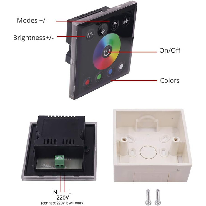 Вт Сенсорний пульт дистанційного керування та панель для світлодіодної стрічки RGB/світлодіодної неонової стрічки, 220V-240V 1500