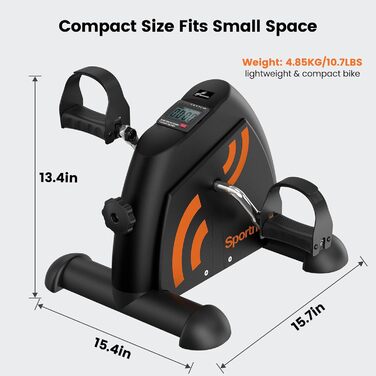 Педальний тренажер Sportneer для людей похилого віку, міні-велотренажер з РК-дисплеєм, домашнє фітнес-обладнання настільний велоергометр, ергометр для людей похилого віку, тренажер для рук та ніг для людей похилого віку з протиковзким килимком, чорний та 