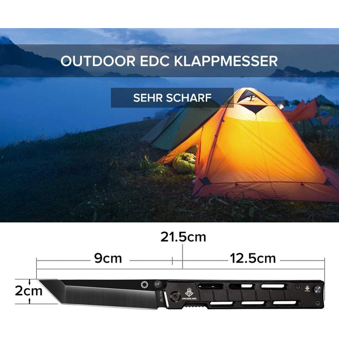 Складний ніж NedFoss DG-BK Tanto, гострий ніж Tanto, одноручний ніж 9 см з піхвами, рогатка рогатка з гумовою стрічкою, рогатка ро