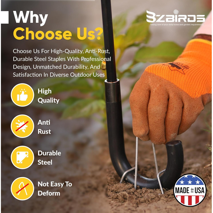Дюймові садові ландшафтні скоби 20 шт. оцинковані SOD-штирі для газону для тканини проти бур&39янів, ґрунтопокривних, утримуючих огорож та штучного газону, 6-