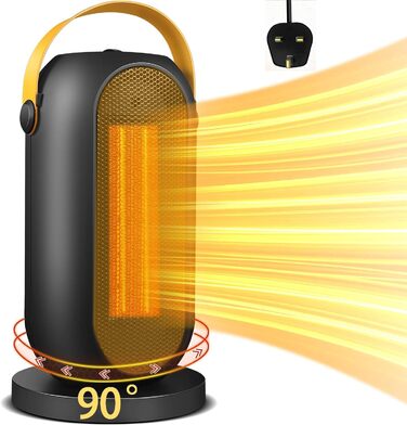 Електричний вентилятор-обігрівач, енергозберігаючий 1200 Вт, керамічний PTC нагрівач із захистом від перегріву та перекидання, електричний обігрівач з 6 регульованими режимами та термостатом, невеликий вентилятор-обігрівач для дому та офісу