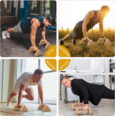 Дерев&39яні перекладини для віджимань Kipika 4-дюймові ручки для віджимань з бука для використання на підлозі, нековзка гумова основа, трикутні стійки для віджимань, домашнє фітнес-обладнання, ідеально підходить для віджимань, L-подібних положень, силових