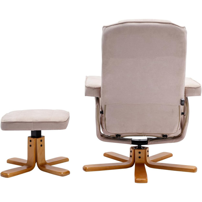 Крісло-табурет SVITA Charles, бежеве крісло для телевізора, обертове крісло, поліестер, дерево