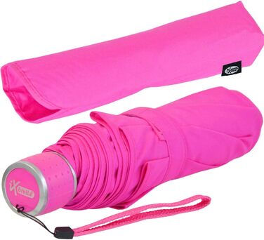 Жіноча складна парасолька з великим дахом - екстра світлий - неоново-рожевий