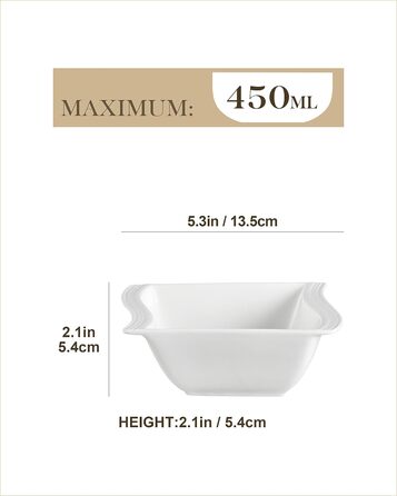 Серія FLORA, набір мисок для порцелянових кремових пластівців з 6 предметів, миска для рису 450 мл, десертна миска для закусок для