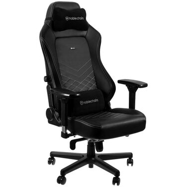 Ігрове крісло noblechairs Hero, вантажопідйомність 150 кг, офісне крісло зі штучної шкіри, ергономічне, письмове крісло, чорний/платиново-білий, обертове комп&39ютерне крісло з колесами, ігрове крісло, в комплекті подушка, чорна/біла штучна шкіра