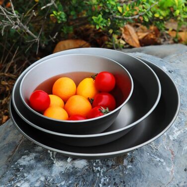 Миска для кемпінгу, надлегка, товщина стінки 0,5 мм, 500850 мл, штабелюється, можна мити в посудомийній машині для походів та приготування їжі на свіжому повітрі (850 мл)