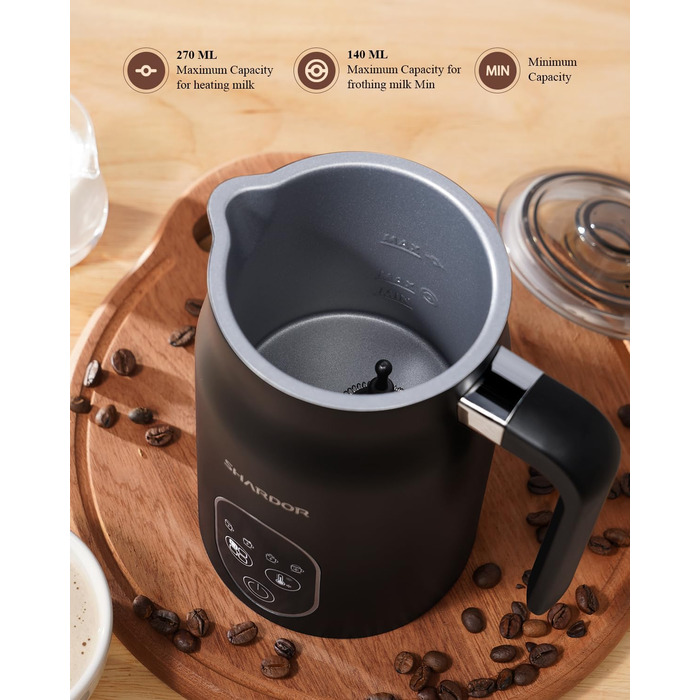 Піноутворювач для молока 5 в 1, електричний піноутворювач для молока з інтелектуальним регулюванням температури, піноутворювач для