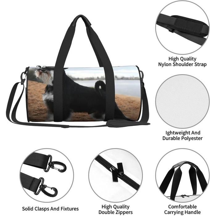 Спортивна сумка, дорожня сумка, дизайн снузер, собака, сумка для ночівлі, чорна, універсальний розмір, дорожня сумка