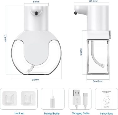 Дозатор мила автоматичний 430 мл USB перезаряджається настінний електричний дозатор мила 4 рівні Електричний дозатор мила Дозатор