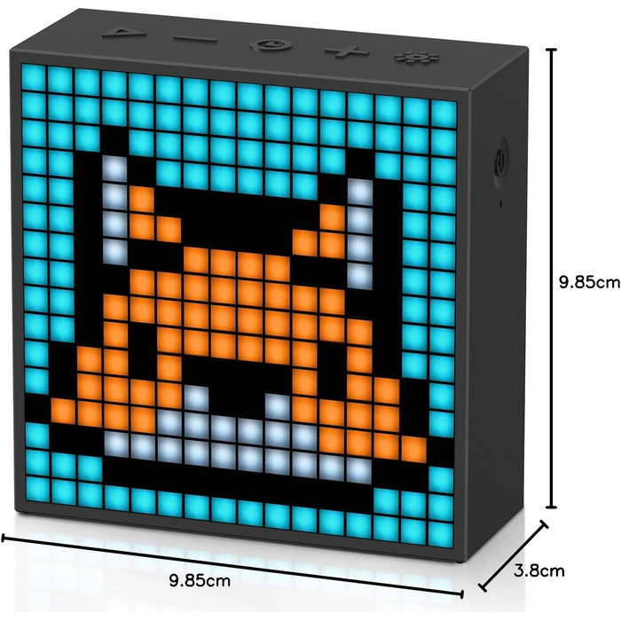 Портативний Bluetooth-динамік Divoom Timebox-Evo Pixel Art із програмованою світлодіодною панеллю 256, 3,9 x 1,5 x 3,9 дюйма (чорний)