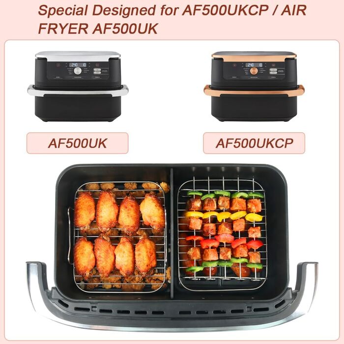 Аксесуари для фритюрниці BYKITCHEN для шухляди Ninja Flex AF500EU 10,4 л, 304 решітки для гриля Аксесуари для Ninja Foodi Flexdrawer Dual Zone AF500EU AF500EUCP, сумісні з Cecotec Dual 9000 9 л