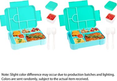 Ланчбокс Bento, 1330 мл, герметичний контейнер для їжі для дорослих з 6 відділеннями та набором столових приборів, без BPA. Підходить для офісу, мікрохвильової печі та посудомийної машини, колір океанічний синій.