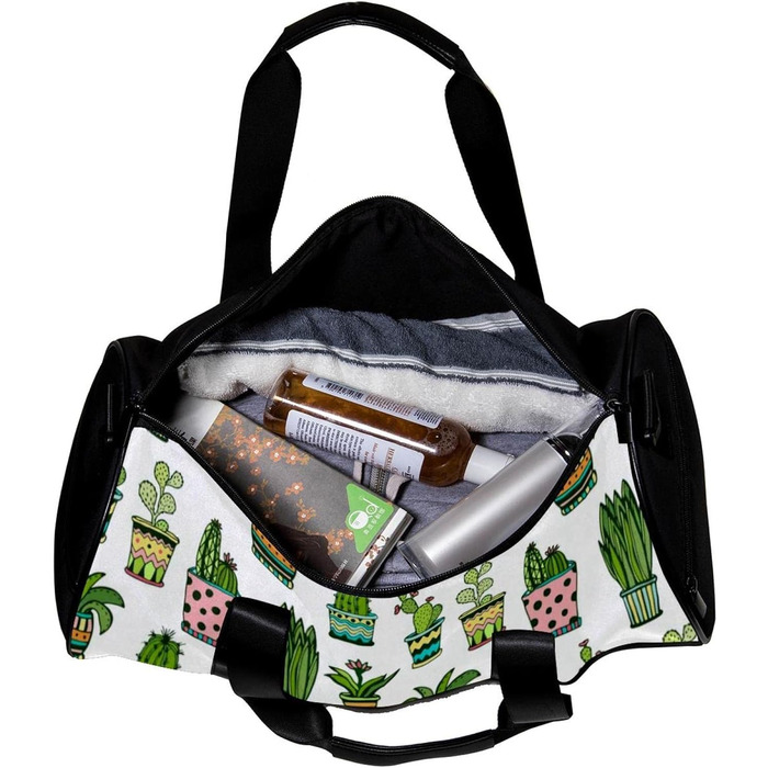 Спортивна сумка, маленька дорожня сумка, сумка для шопінгу та йоги з барвистим малюнком у стилі дудл (квіти, кактуси), сумка для фітнесу на відкритому повітрі, ручна поклажа